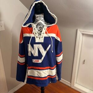'47 NHL New York Islanders Hockey Drawstring Hoodie Sweatshirt Men's L
